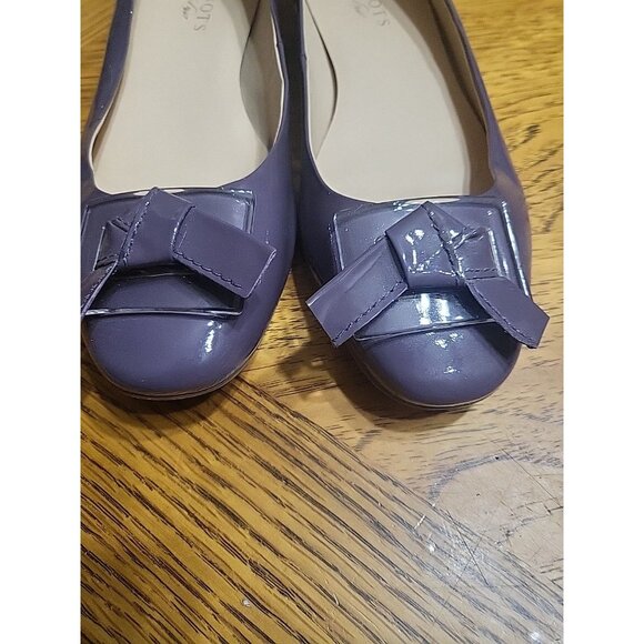 Talbots Flats 8.5B Lilac Patten Leather Bows Pre-owned - Picture 8 of 8
